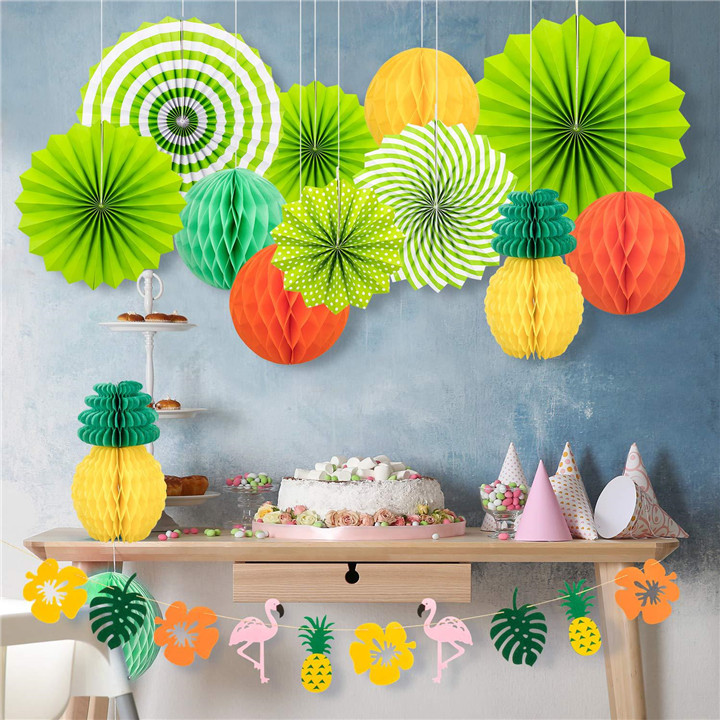 Summer Flamingo Party Supplies Bunting Paper Honeycombs Hawaiian Party Decorations 