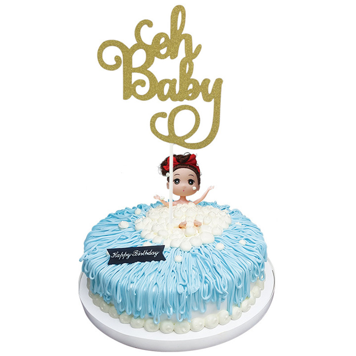 Wholesale One Glitter Gold Happy Birthday Cake Decoration Baby Shower Cake Toppers