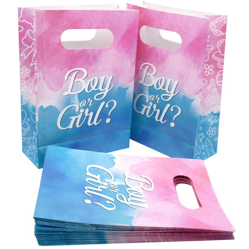 Gender Reveal Paper Treat Bags Baby Shower Party Favor Gift Goodie Bags Table Decorations