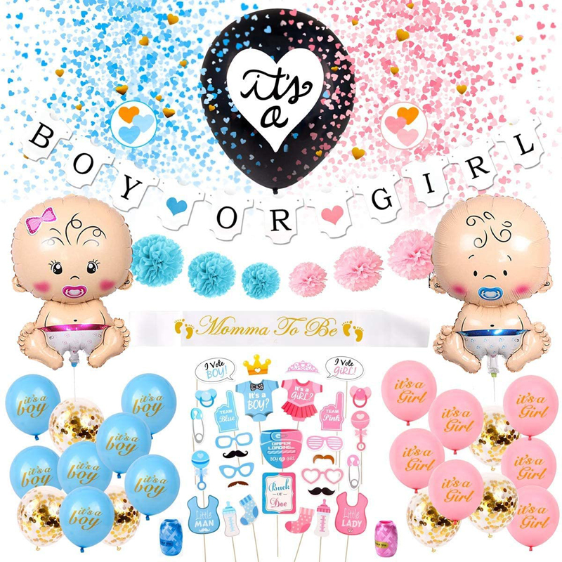 Gender Reveal Party Supplies Kit Baby Gender Reveal Decorations Boy Or Girl Balloons Props