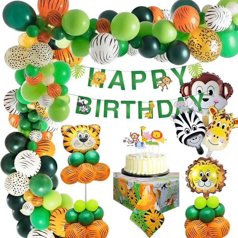 Decoración de fiesta de cumpleaños de animales Safari de la selva cumpleaños Niños Tema de animales