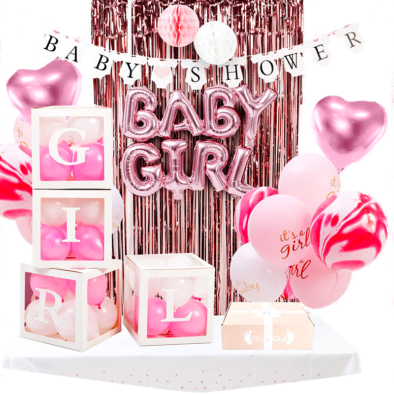 Pink Baby Shower Decorations for Girl Baby Shower Boxes with Letters Decorations