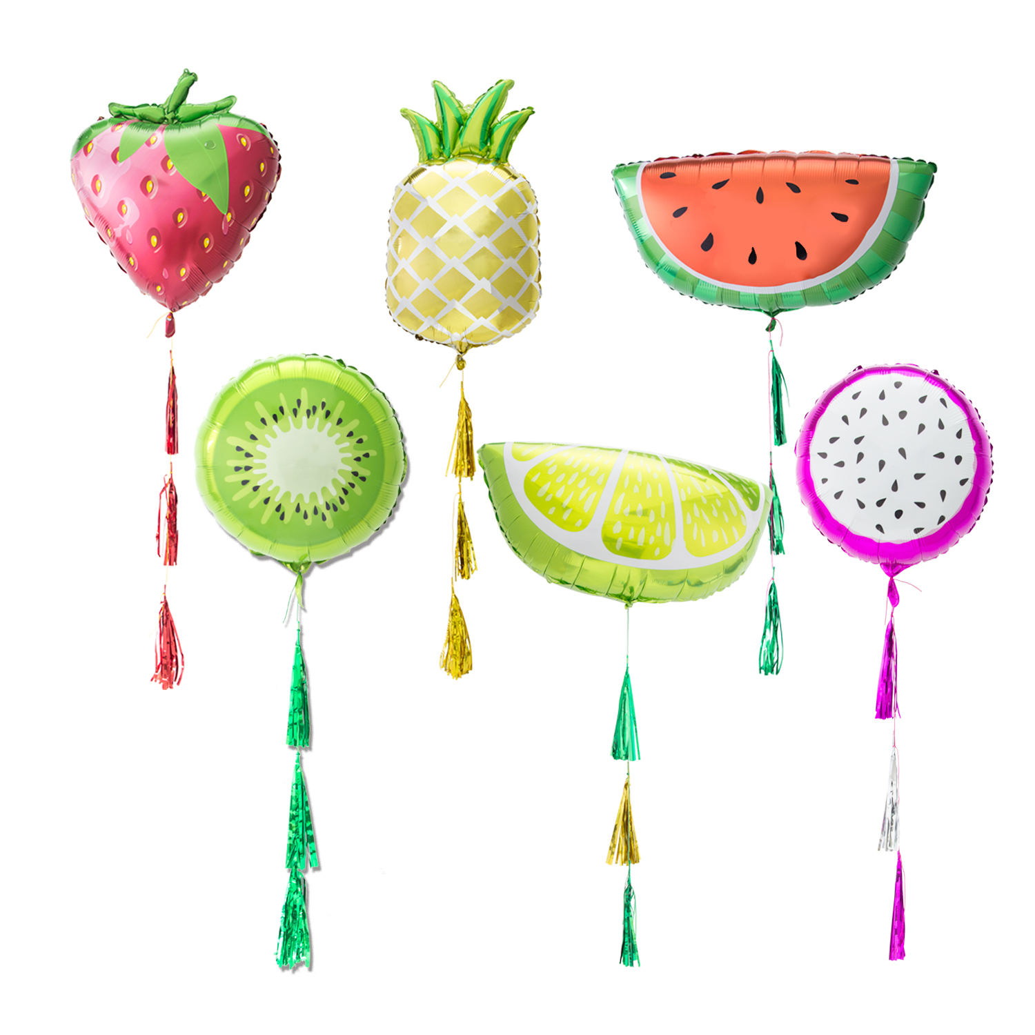 Fruit Party Balloons Foil Tassel Garlands Kids Happy Birthday Balloon Banner