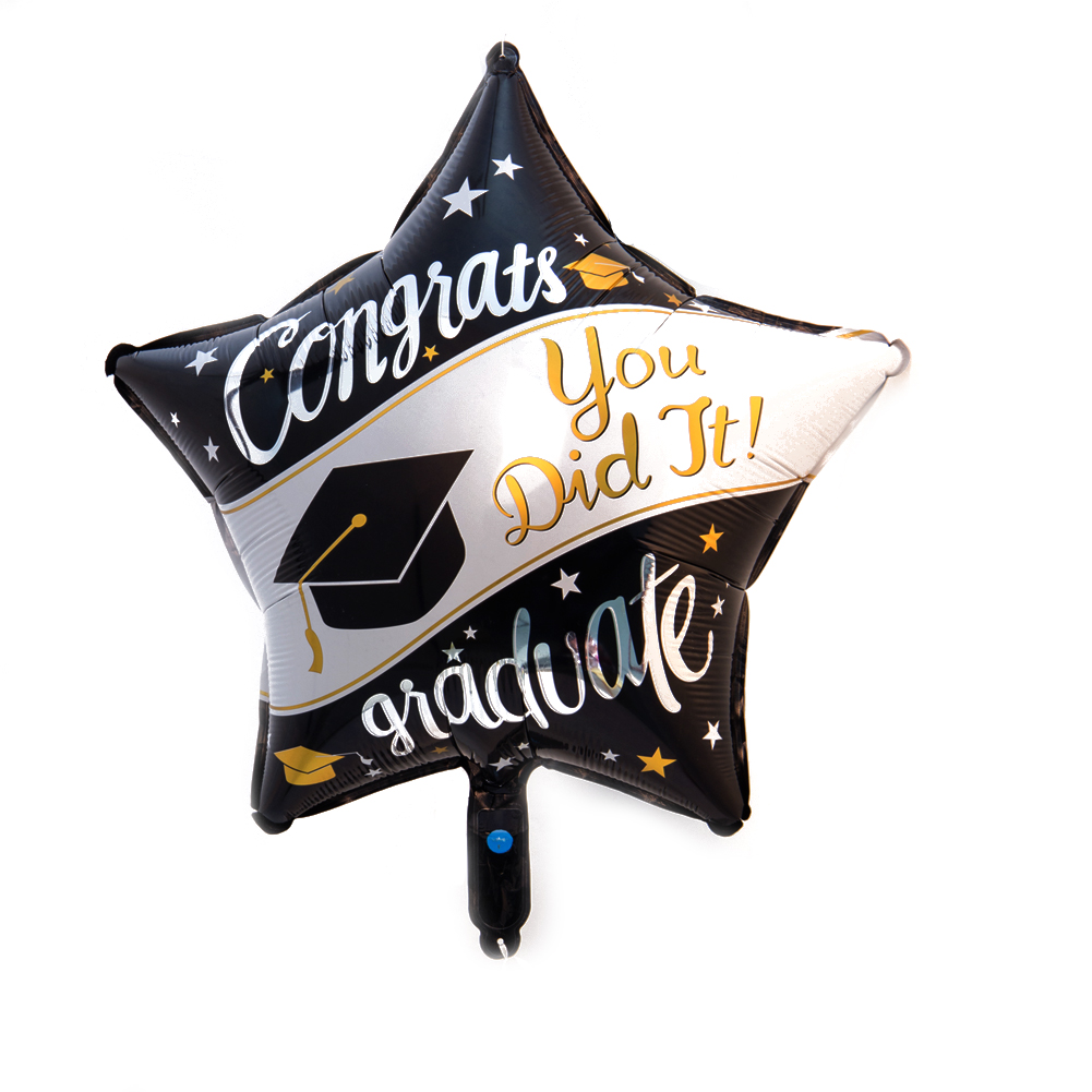Graduation Foil Balloons Gold Black for College Grad and High School Grad Party