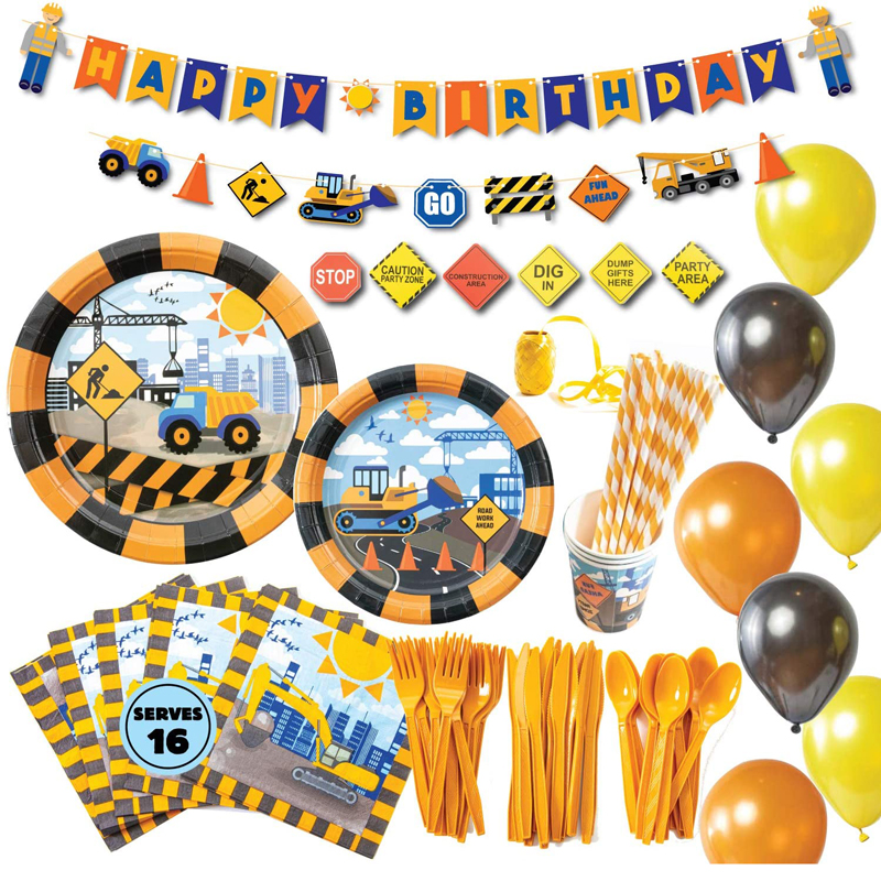 Dump Truck Construction Party Supplies with Birthday Plates Construction Birthday Party Kits
