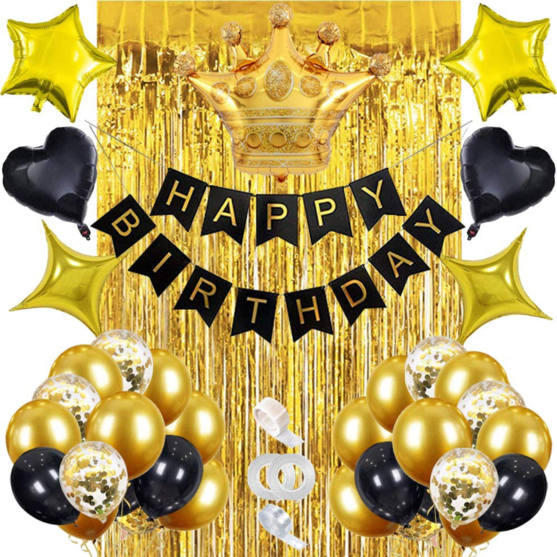 Black and Gold Birthday Party Decoration Set China Wholesale Birthday Decor Set