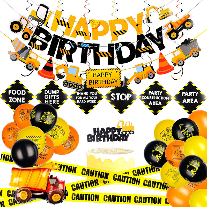 Construction Theme Kids Birthday Party Supplies Dump Truck Birthday Party Decorations Set