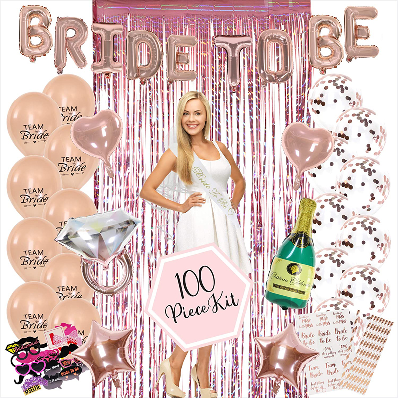 Bachelorette Party Decorations Kit Bridal Shower Decor Supplies Rose Gold Fringe Backdrop