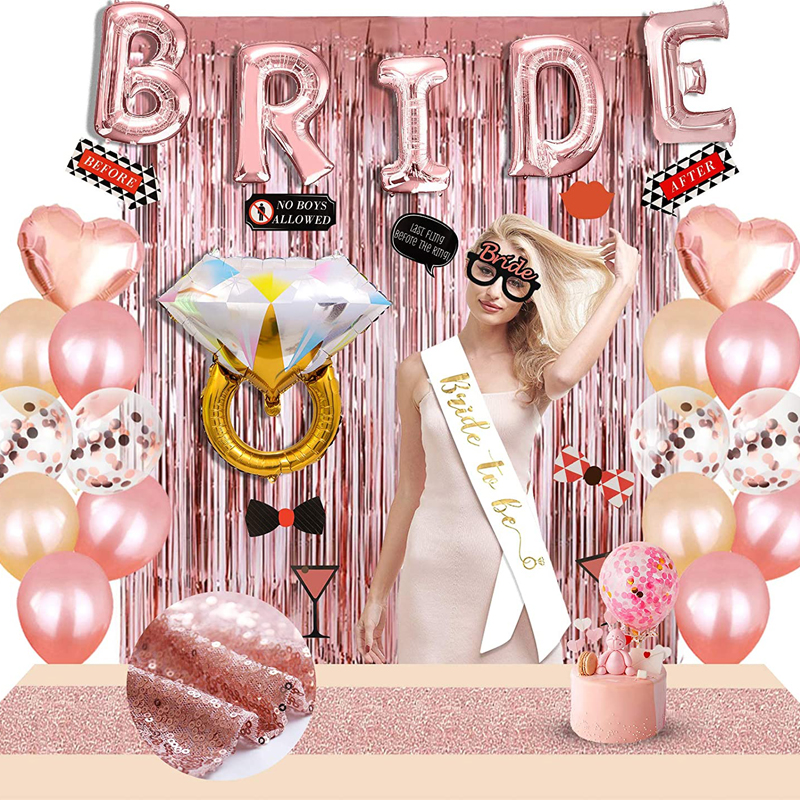 Bachelorette Party Decorations Rose Gold Bridal Shower Decorations Confetti Diamond Balloons