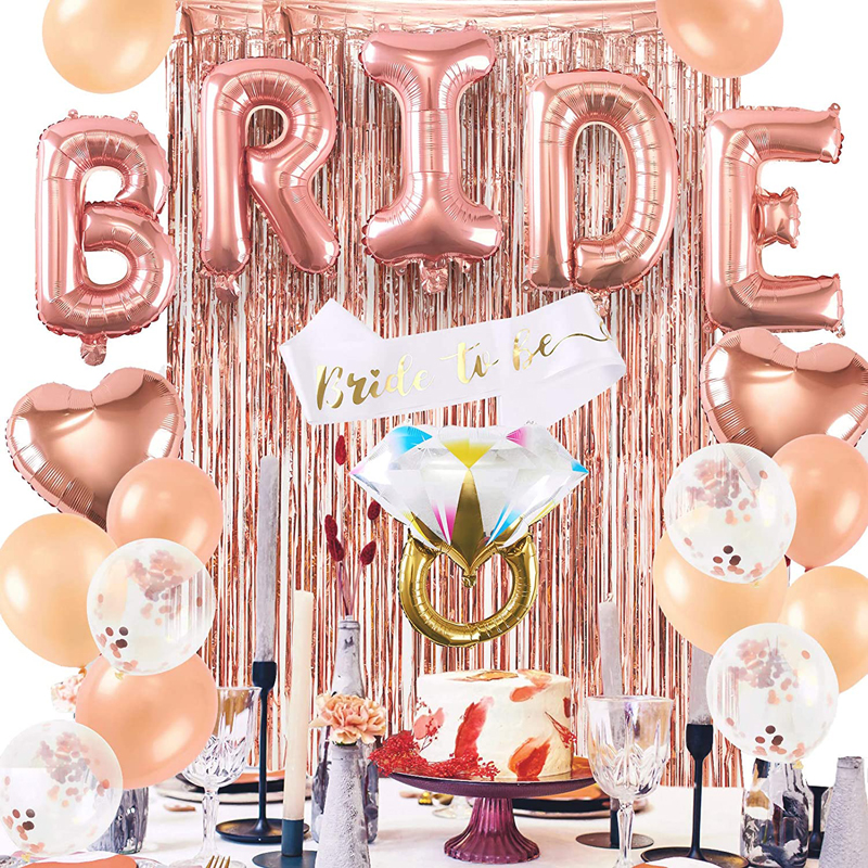 Bridal Shower Decorations Bachelorette Party Bride to Be Party Supplies Kit Sash Diamond Ring Balloons