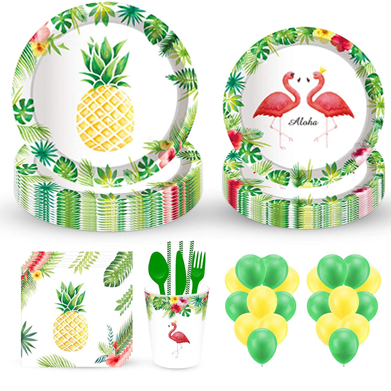 Summer Party Decoration Hawaiian Disposable Tableware Sunflower Party Supplies Plates Cups Napkins