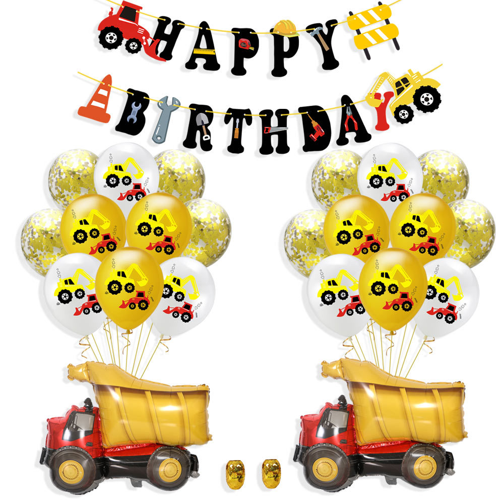 Vehicle Boy Birthday Bunting Party Decorations Construction Birthday Banner Set