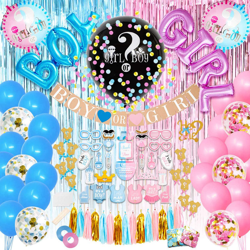 Gender Reveal Party Supplies Decorations kit with Gender Reveal Balloon Boy or Girl Banner