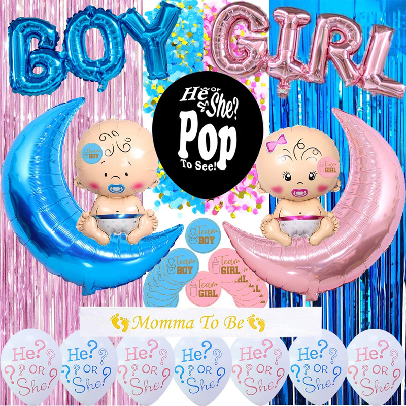 Boy or Girl Gender Reveal Balloons Kit Gender Reveal Decorations Confetti Balloon Mommy to Be