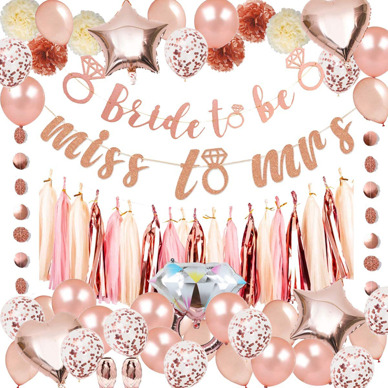 Rose Gold Bachelorette Party Decorations Pack Bachelorette Party Supplies Bridal Shower Banners