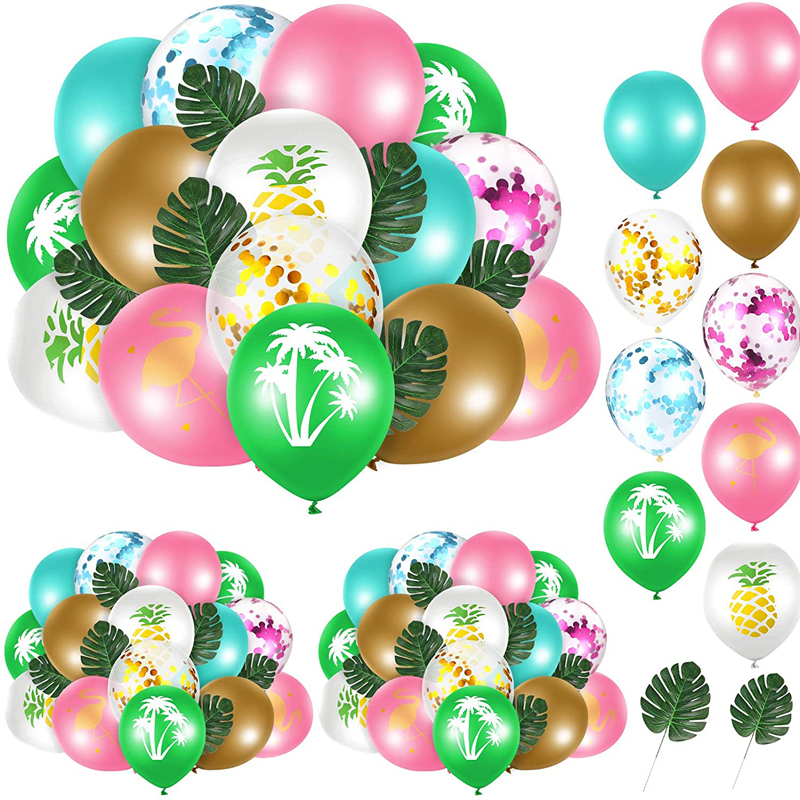 Luau Flamingo Tropical Theme Balloons Summer Tropical Arch Garland Kit Hawaii Confetti Balloons, China Tropical Theme Balloons, Summer Party wholesale