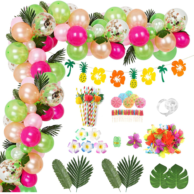 Summer Theme Party Decorations Photography Backdrop Hawaiian Tropical Party Decor Set