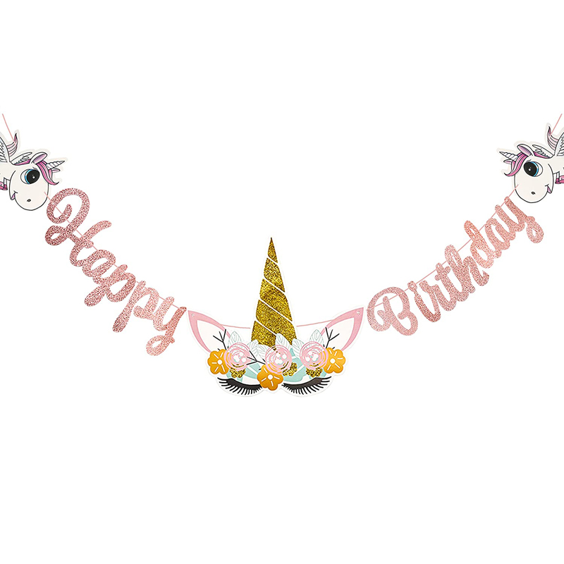 Cute Unicorn Happy Birthday Banner Party Supplies Unicorn Birthday Party Decorations for Kids