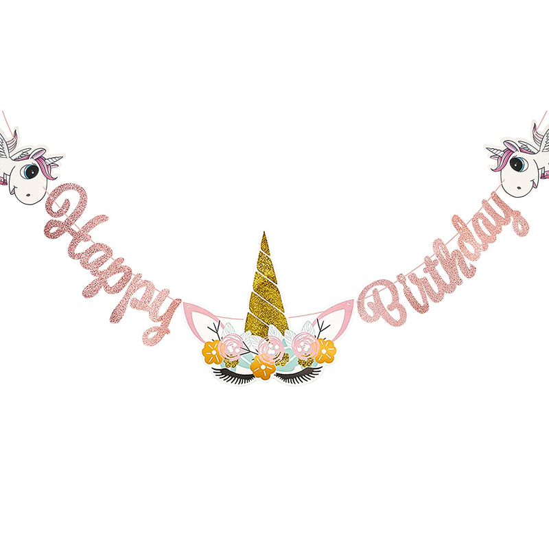 Cute Unicorn Happy Birthday Banner Party Supplies Unicorn Birthday Party Decorations for Kids, China Unicorn Happy Birthday Banner, China Wholesale wholesale