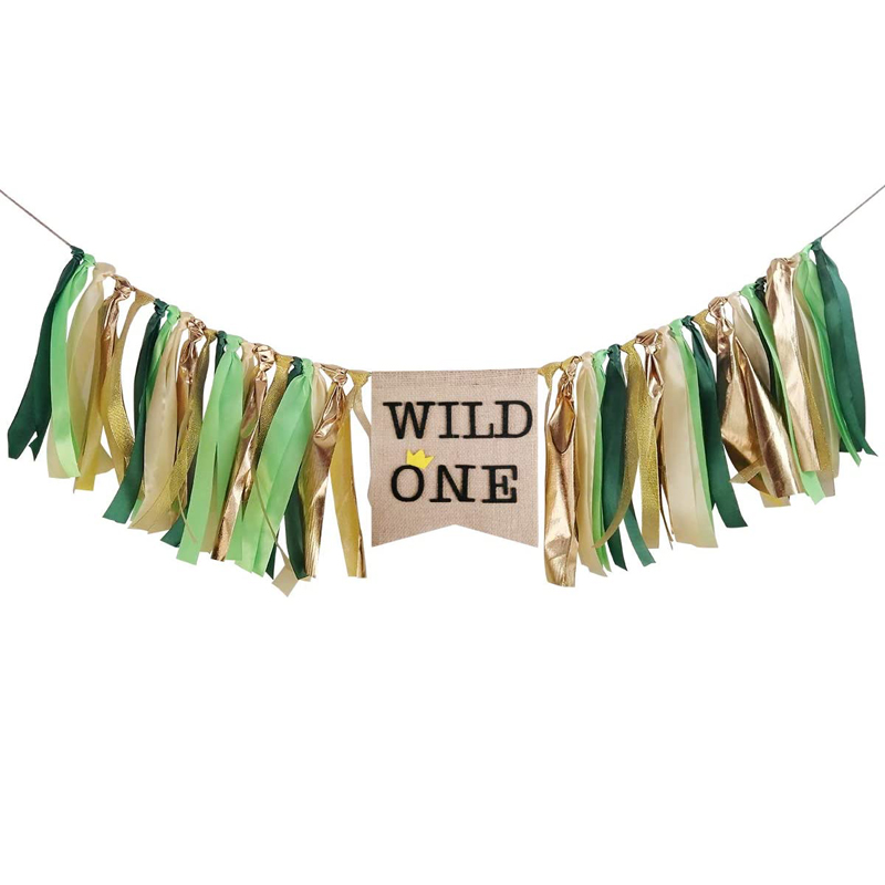 HighChair Banner Crown Decorations Set Wild One Baby Girl Boy First Birthday Highchair Banner