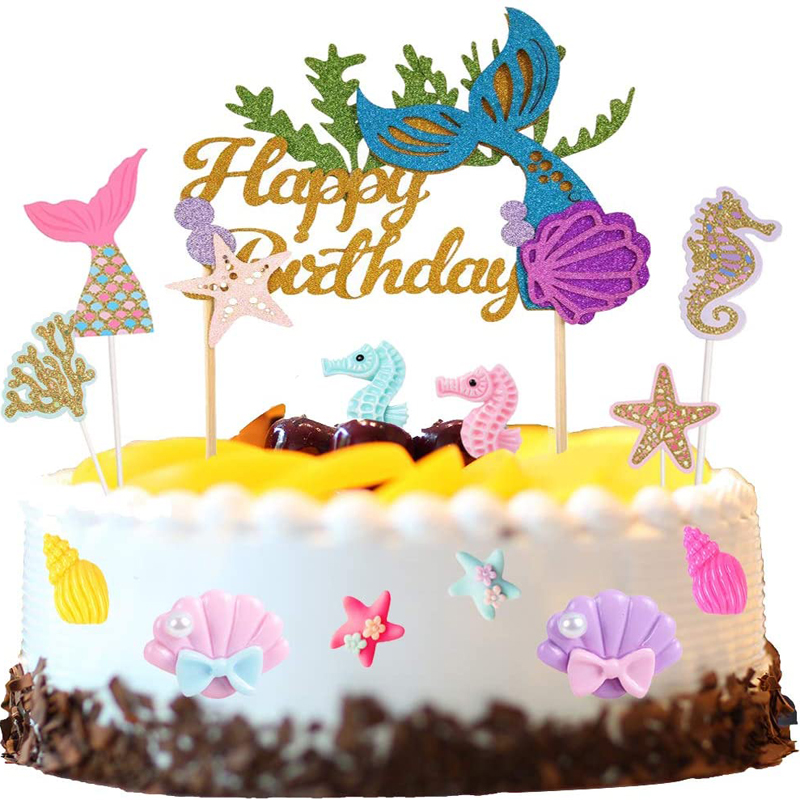 Mermaid Cake Decorations Mermaid Cake Topper Cake Decoration for Birthday Baby Shower 