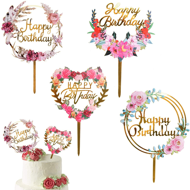 Acrylic Ins Cupcake Topper for Various Birthday Party Cake Decorations Happy Birthday Cake Topper