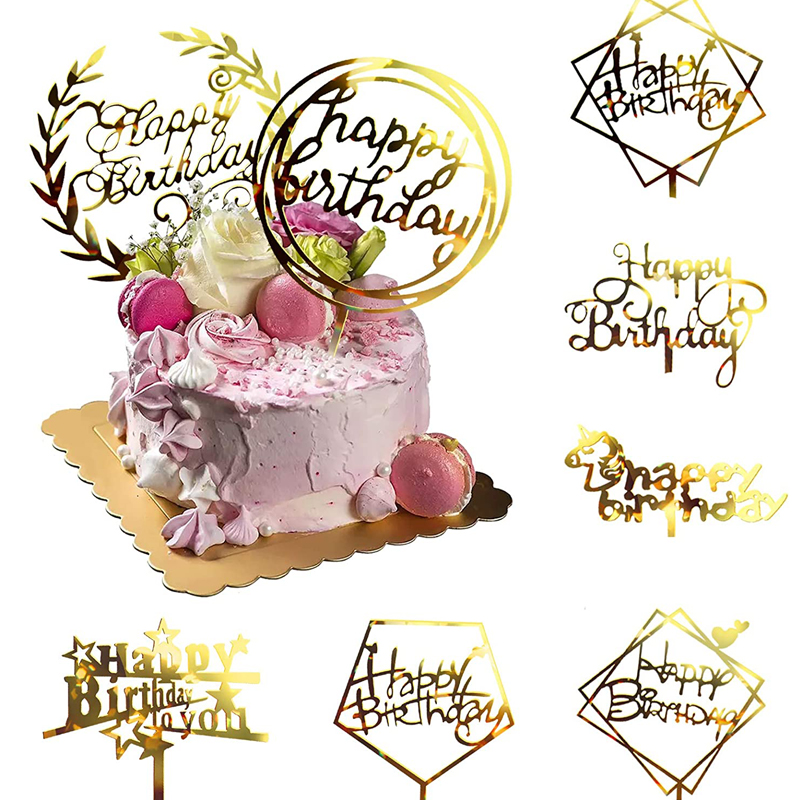 Birthday Cake Topper Cake Decoration Wholesale Party Supplies Acrylic Glitter Gold Cake Toppers