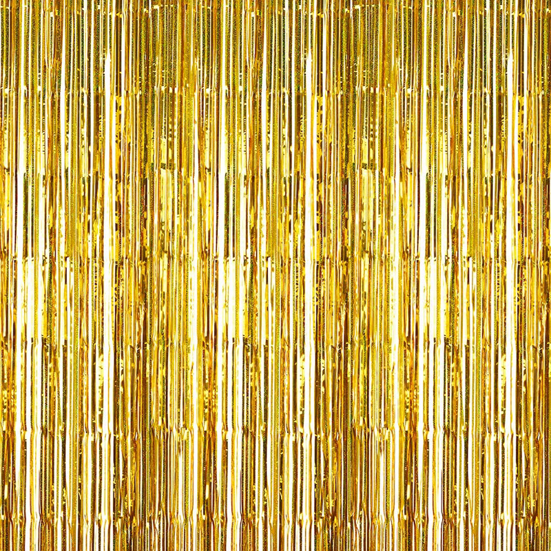 cortinas de papel de aluminio dorado metálico brillante para accesorios de cabina de fotos de fiesta