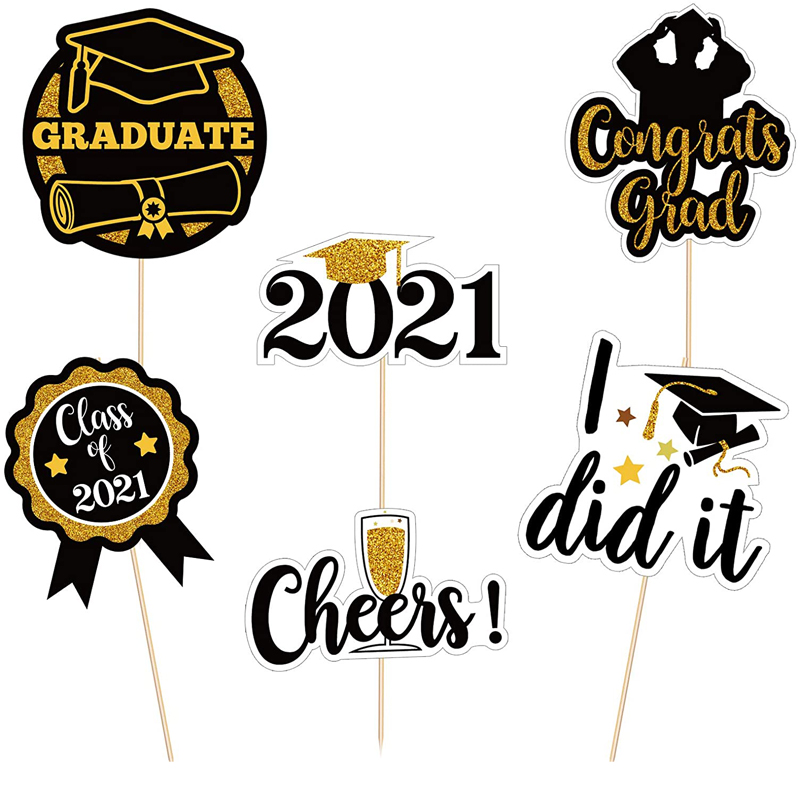 Congrats Grad Cake Picks Decorations Favors Graduation Cupcake Toppers Party Supplies