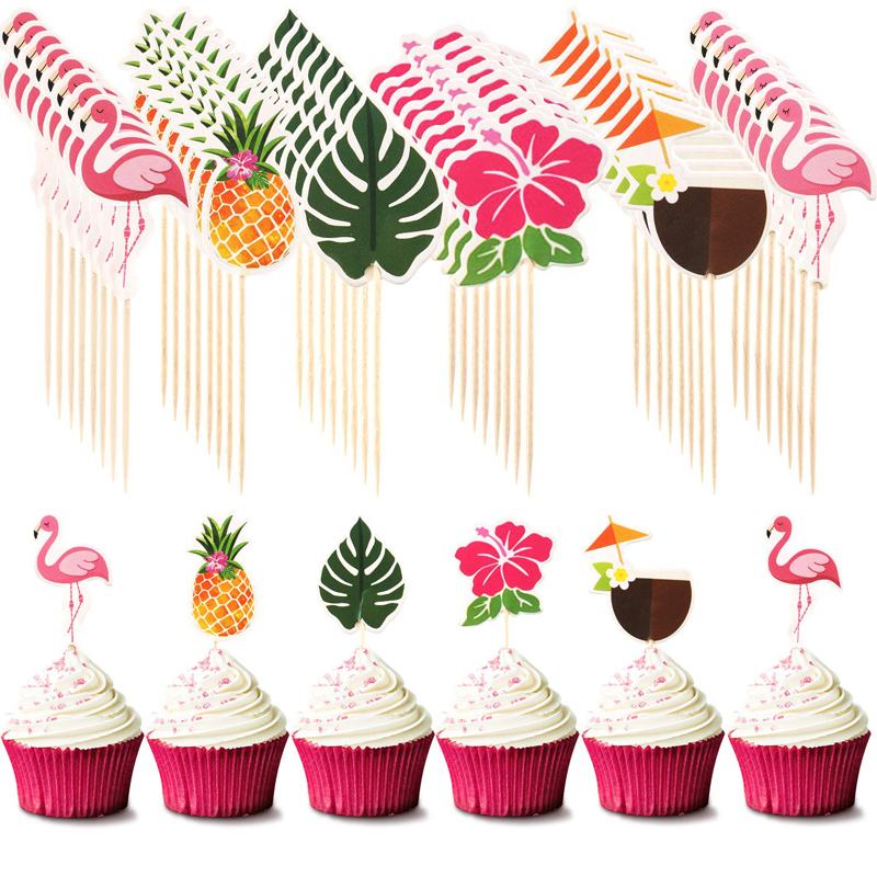 Summer Party Supplies Cake Decoration Hawaiian Luau Cupcake Toppers Cake Picks Toothpicks