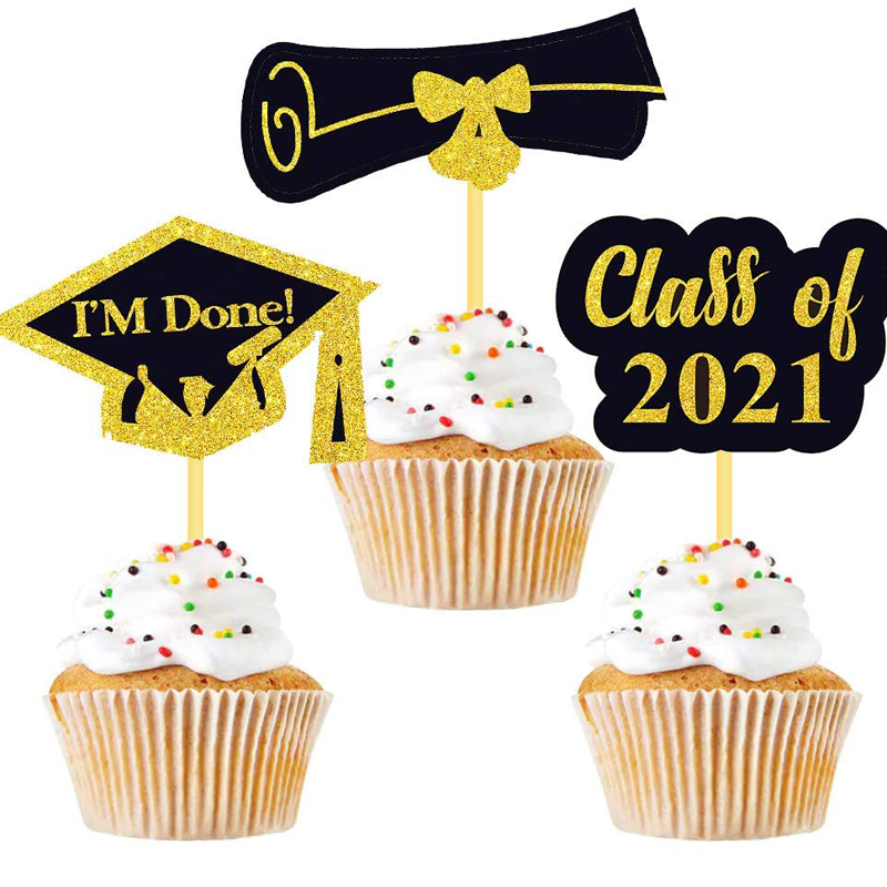 Congrats Grad Party Cupcake Decorations Graduation Cupcake Toppers 2021 Party Supplies