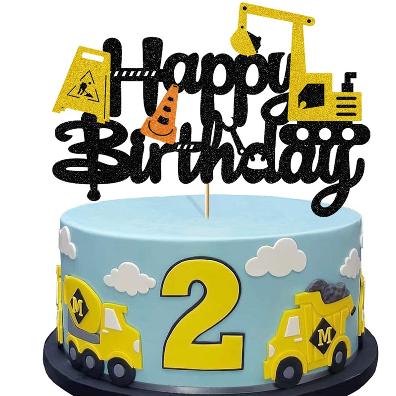 Children Excavator Engineering Construction Theme Kids Excavator Birthday Cake Topper Construction Theme, Excavator Cake Toppers wholesale