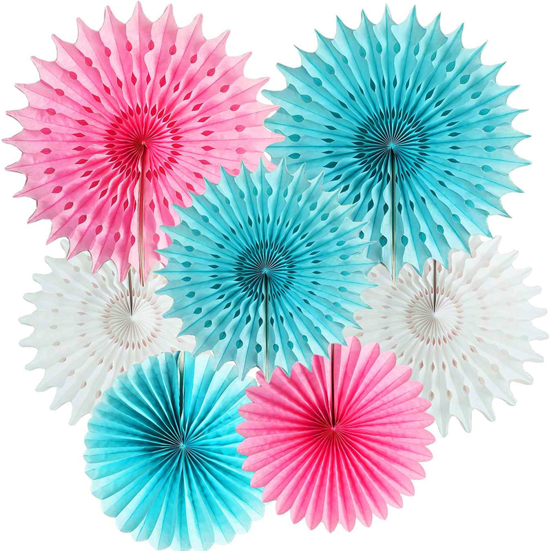 Assorted Colors Hanging Tissue Paper Fans Decorations Round Decorative Paper Garlands