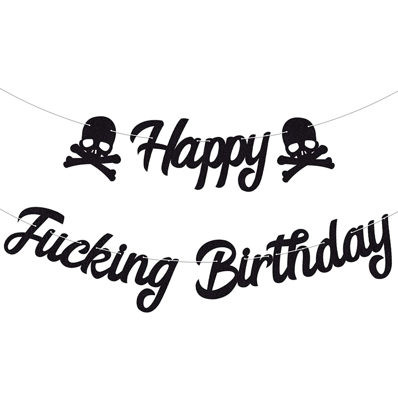 Skull Sign Theme Party Decor Birthday Happy Birthday Banner Black Bunting Banners