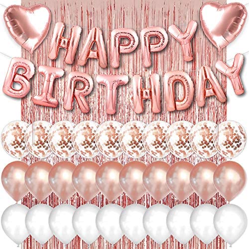 Rose Gold Happy Birthday Balloons Banner 16inch Tall Set for Her Birthday Party Decorations