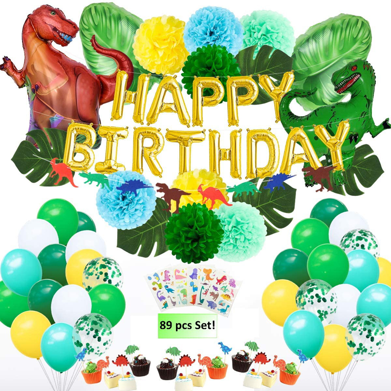 Dinosaurios Feliz cumpleaños Fiesta Banner Decoración Artículos Tema infantil Niños Niñas Fiestas en la jungla