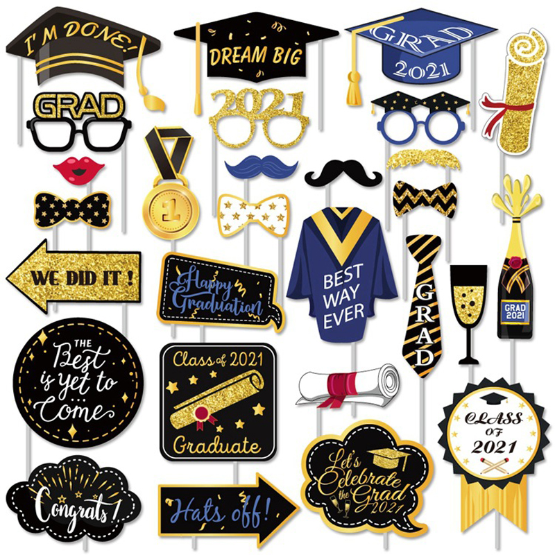 Glitter Congradulations Photo Booth Props Decorations Congrats Party Supplies