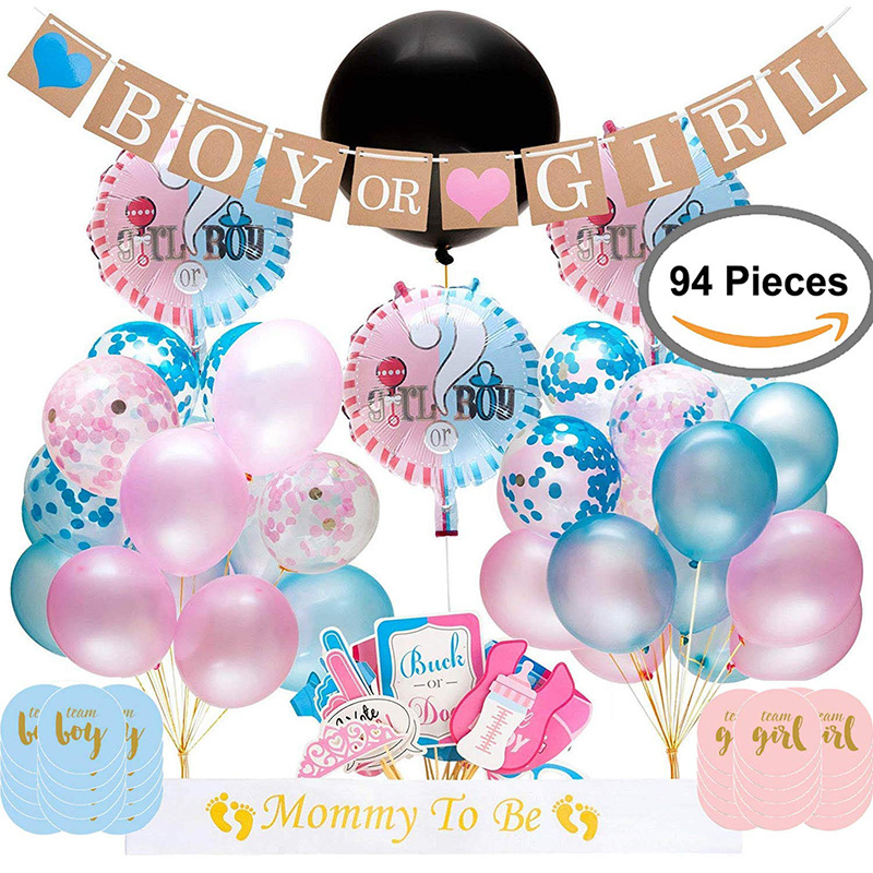 Gender Reveal and Baby Shower Party Decorations Set Boy Or Girl Pink Blue Paper Banner Gender Reveal, Baby Shower Decorations wholesale