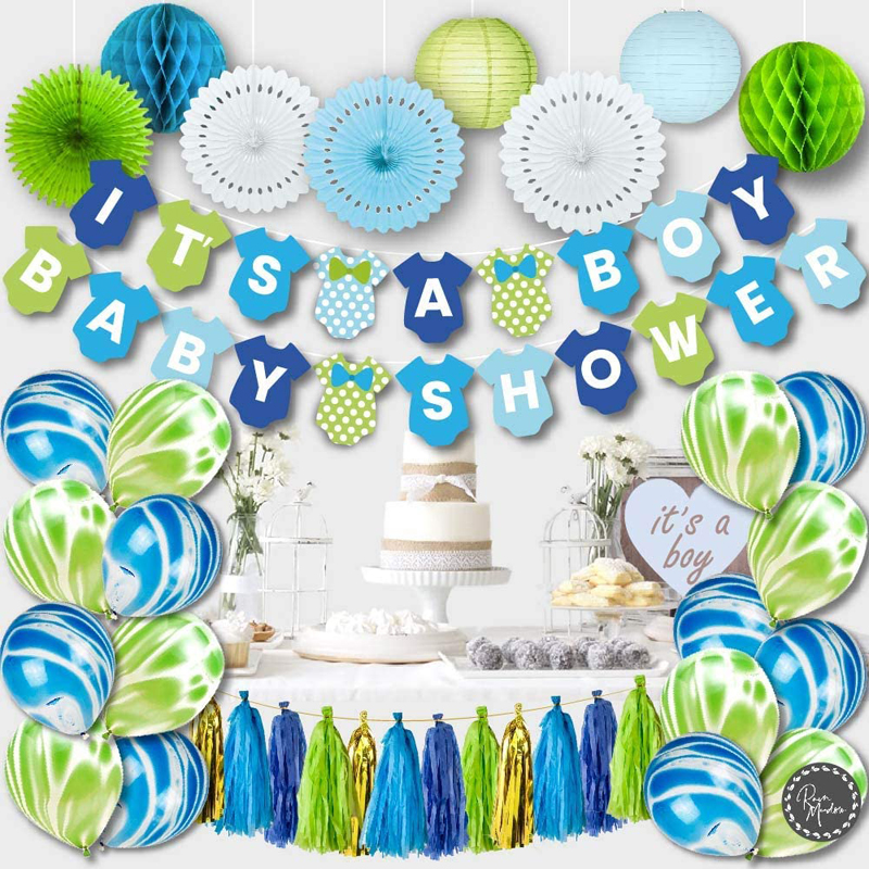 Baby Shower Decorations for Boy Kit ITS A BOY Banner Paper Lanterns Honeycombs