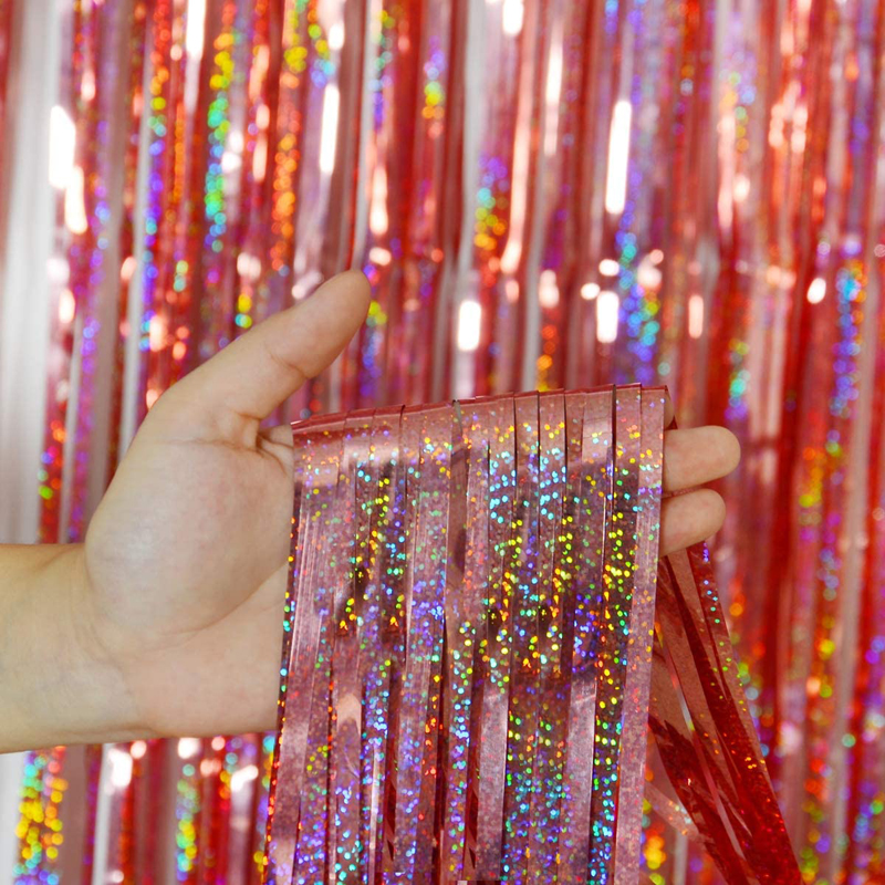 Party Backdrop Rose Gold Foil Fringe Curtains for Birthday Bachelorette Christmas Decor