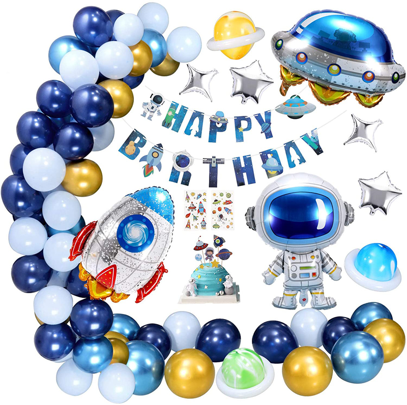 Space Theme Birthday Party Decorations for Boys Party Supplies Astronauts Rockets Foil Balloon