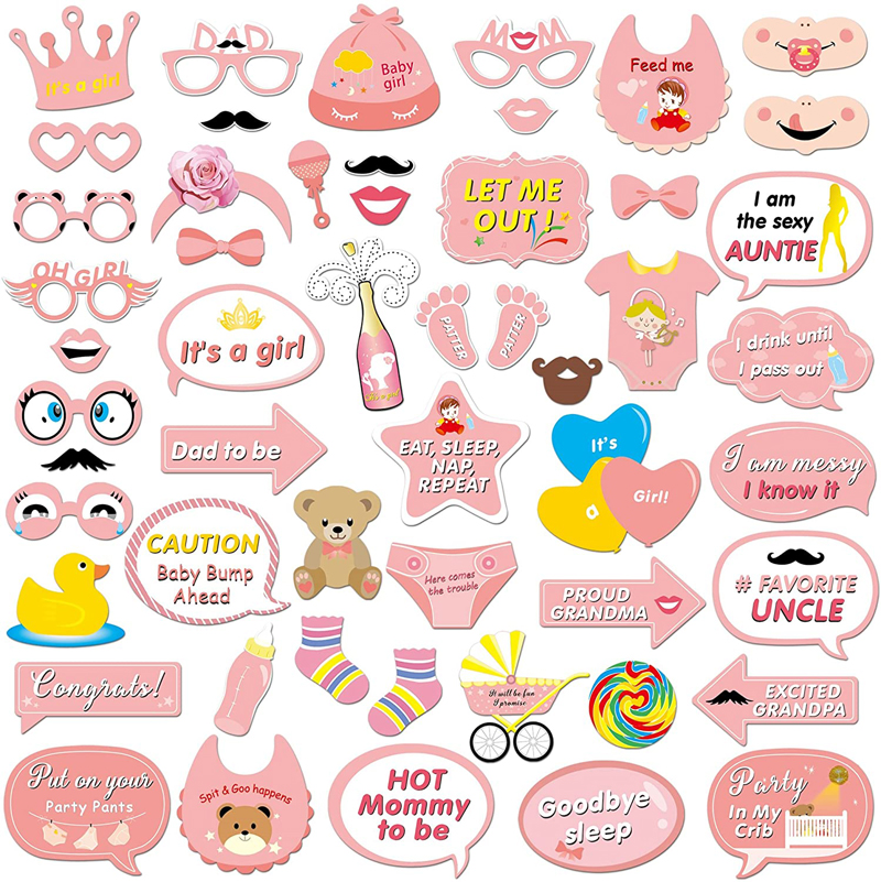 It Is a Girl Photo Booth Prop Baby Shower Party Decorations Set