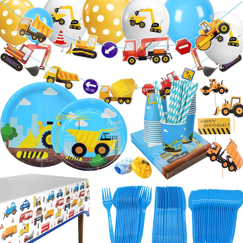 Construction Themed Birthday Party Supplies for Boys Dump Truck and Tractor Party Decorations Set Construction Themed Party, Birthday Supplies wholesale