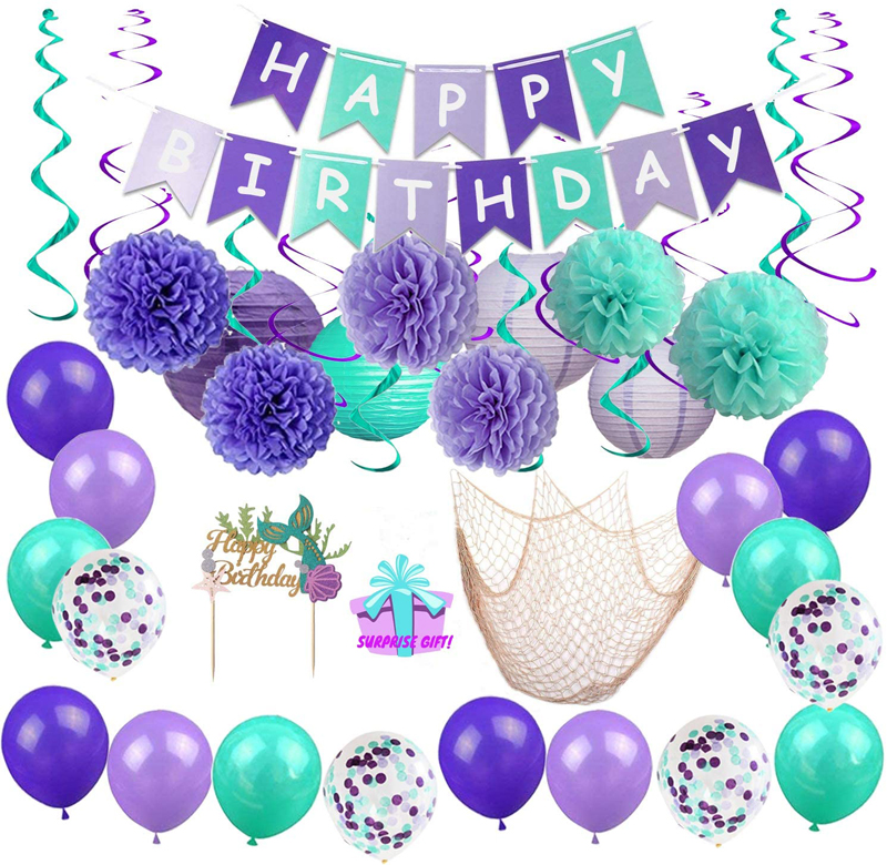 Mermaid Party Decorations for Girls Party Supplies Banner Balloons Lanterns Cake Toppers Mermaid Party, Decorations for Girls Party wholesale