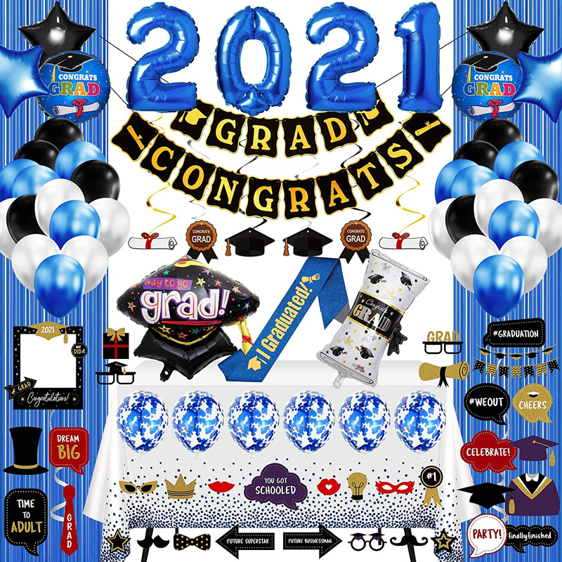 2021 Class Graduation Decorations Set Graduation Party Supplies Congrat Grads Banner Foil Curtains, China Graduation Decorations Set, Party Supplies wholesale