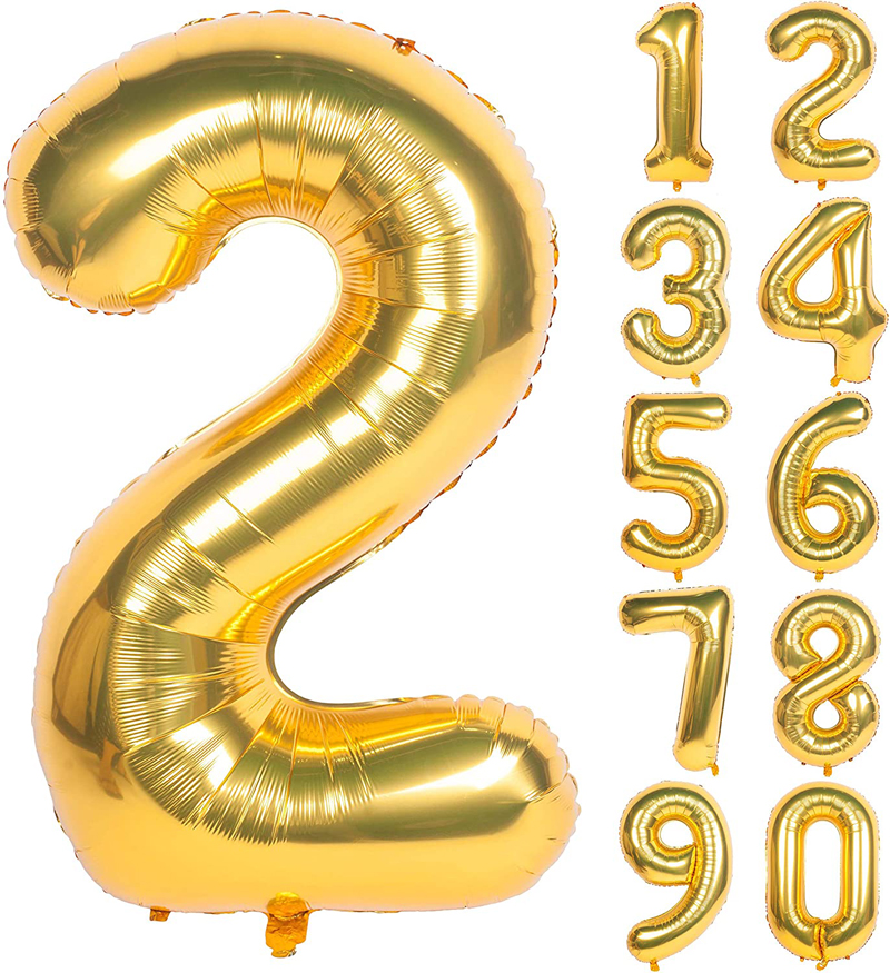 40 Inch Gold Digit Helium Foil Birthday Party Balloons Number 2