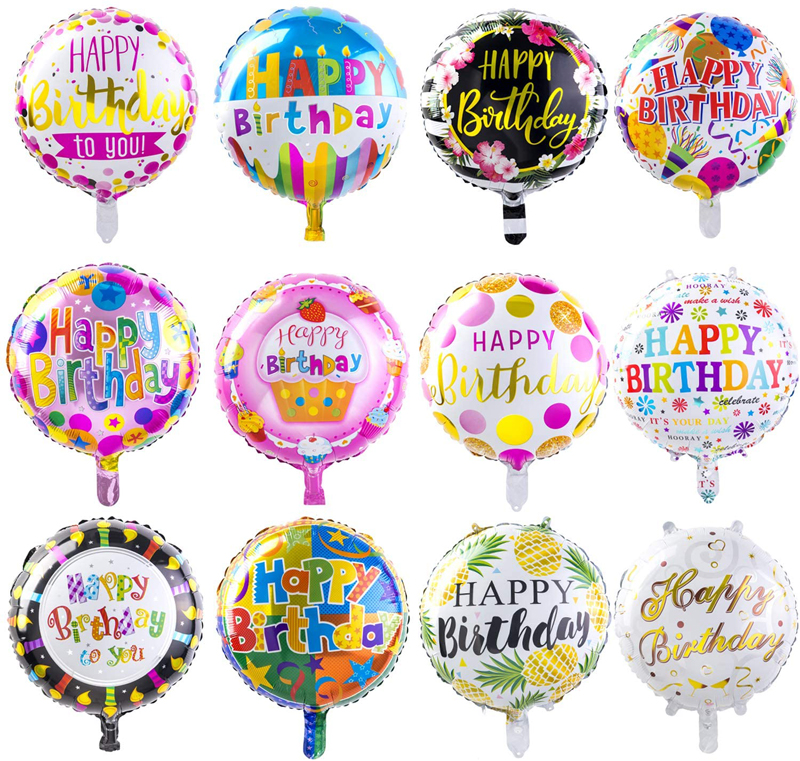 Happy Birthday Aluminum Foil Balloons with 100 Meter Ribbons Helium Floating Mylar Balloon Decorations