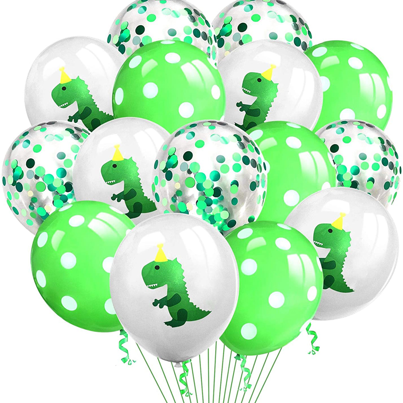 Globos de látex de dinosaurio y globos de confeti Dino Baby Shower decoración para fiesta de cumpleaños