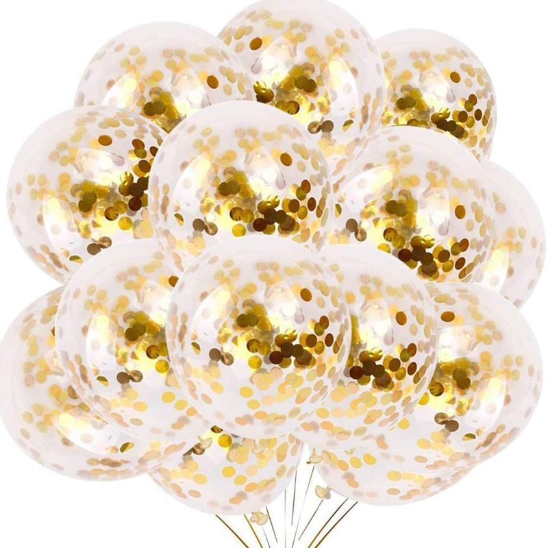 Gold Confetti Balloons 12 Inch Latex Party Balloons with Gold Confetti for Party Decorations