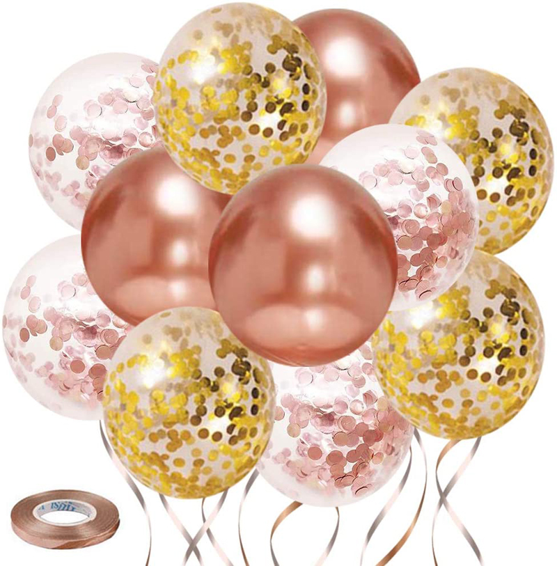 Latex Balloons 12 inch Rose Gold Confetti Metallic Party Balloons for Wedding Decorations Balloons, China Wedding Decorations, Rose Gold Latex Balloon wholesale